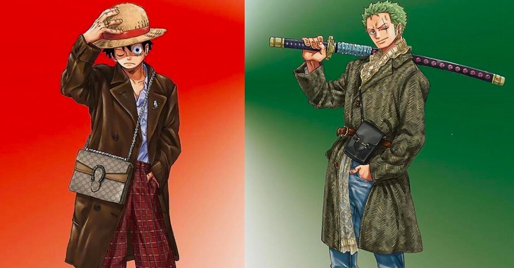 Luffy and Zoro pose for the high fashion brand Gucci - One Piece