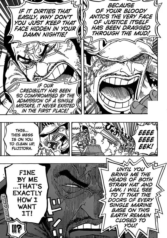 So does the latest chapters kinda debunk the notion of sanjis admiral  opponent being kizaru ? Zoro vs fuji and gb bs sanji . Mirroring their  dynamic with the wing and sanji . 